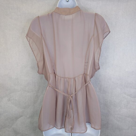 Mirumi Sheer Blouse Women's M/L Deep V-Neck Babydoll Feminine Coquette Ethereal - Picture 7 of 15